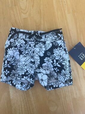 Baby GAP Black and White Floral Swim Shorts